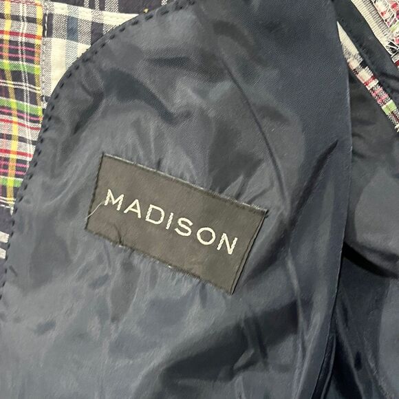 Madison Blazer Men’s 40R Madras Plaid Patchwork Jacket Two Button Preppy - Picture 4 of 8